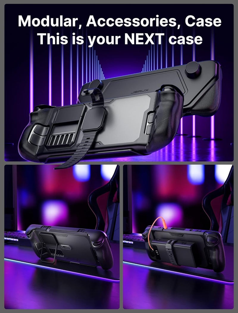 jsaux PC0104 ModCase Compatible with Steam Deck, Steam Deck Case Comprehensive Protection Include Detachable Front Shell, Body Protective Shell, Metal Bracket and Strap - Basic Set - Image 2